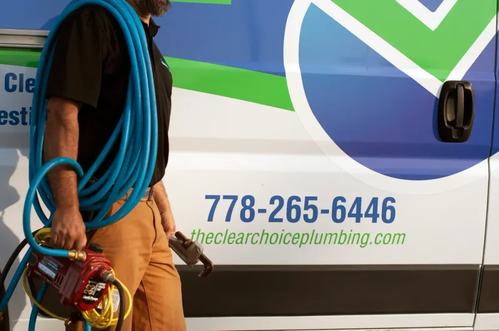 Clear Choice Plumbing van and team in Victoria BC