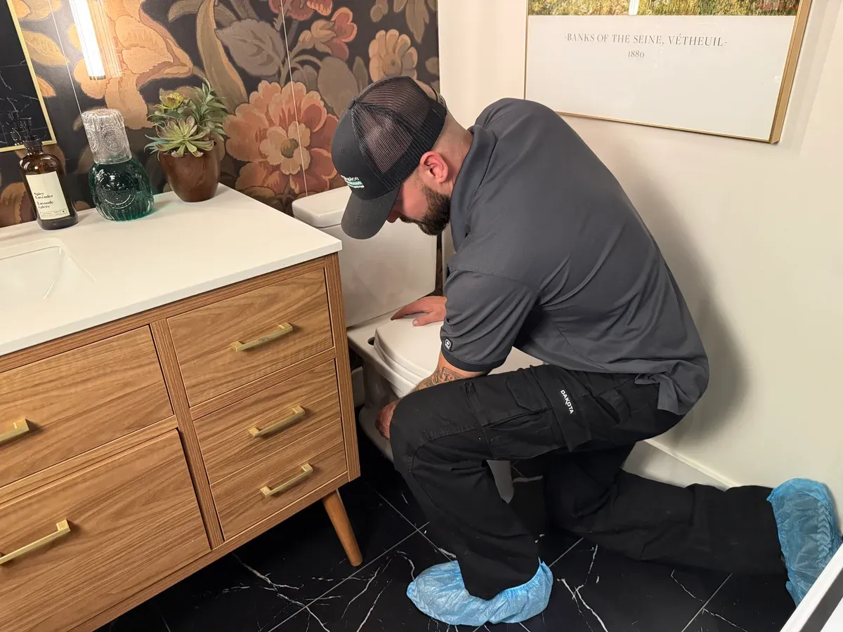 Smell Good Plumber installing a toilet in a Victoria BC home